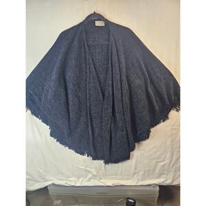 Weave of the Irish Handcrafted Ireland Charcoal Grey Fringe Wrap Poncho Shawl
